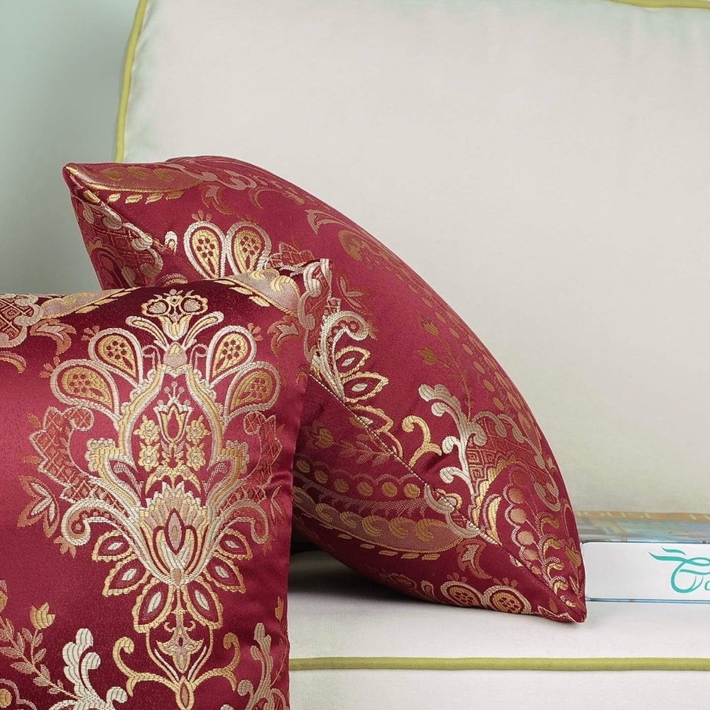 Throw Pillow Cover Pack of 2 Supersoft Vintage Damask Floral Design Cushion Case - Picture 5 of 6